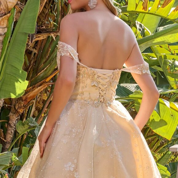 New Off The Shoulder Cocktail Dress w/ Sequins & Butterfly Embroidery GS3685 - Picture 9 of 9